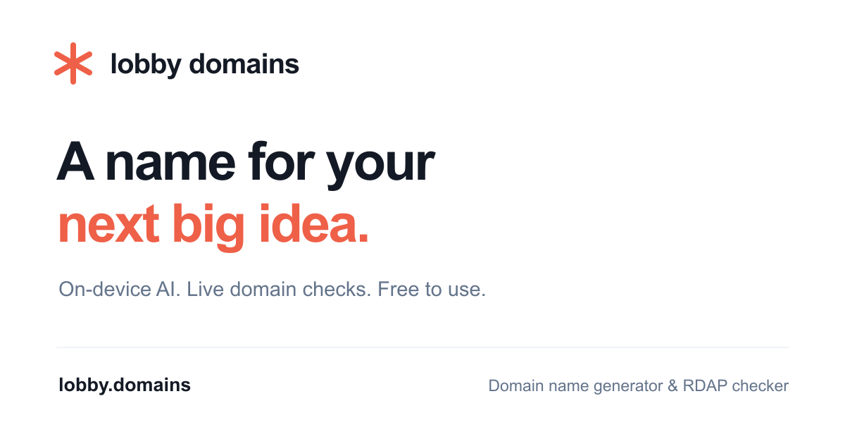 Lobby Domains offers on-device AI domain generation and RDAP checks