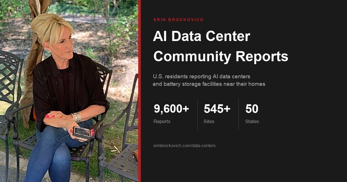 Brockovich Data Center Reporting Maps U.S. AI Infrastructure and Community Concerns