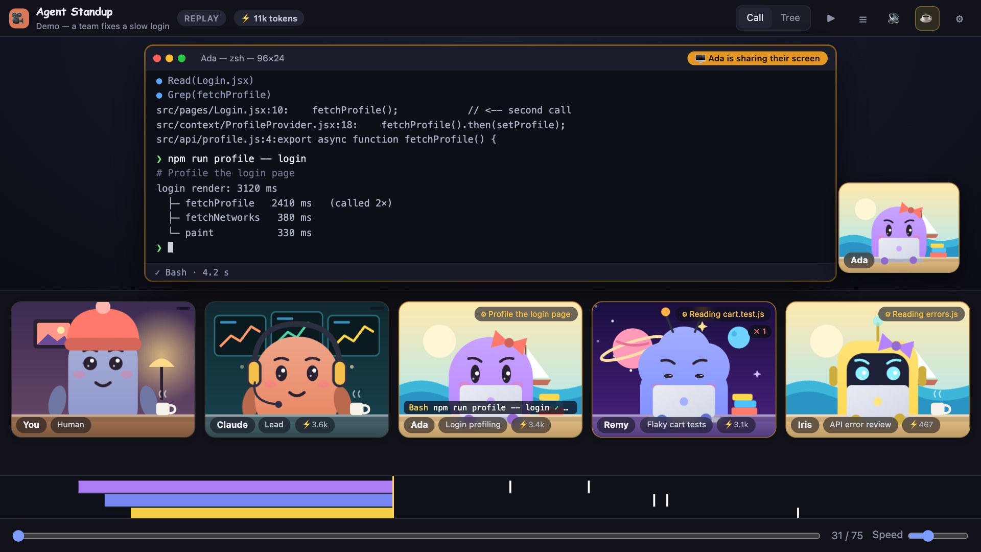 Agent Standup Turns Claude Code Sessions into Live Team Meetings
