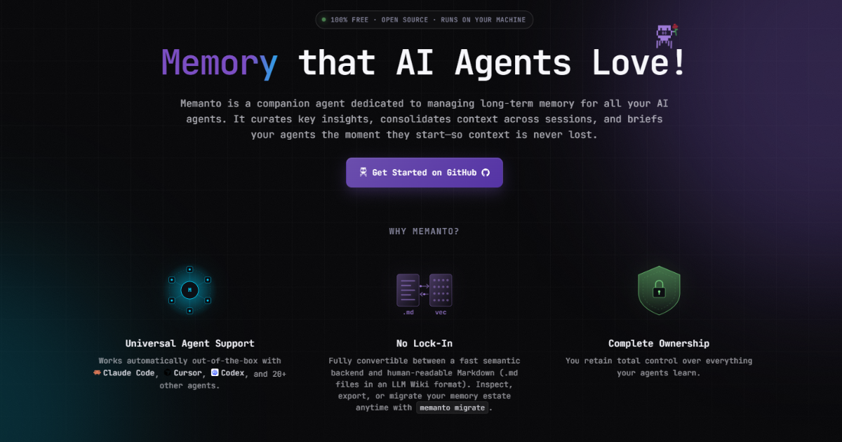 Memanto offers open-source, local long-term memory for AI agents