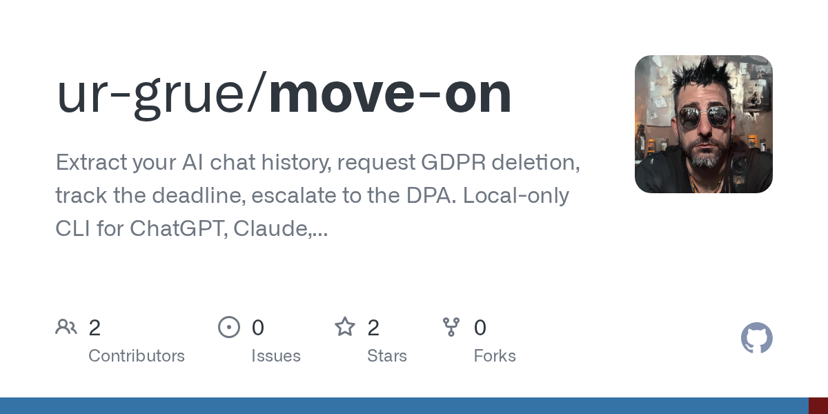 Move On Brings AI Chat Export and GDPR Deletion Tracking to a Local CLI