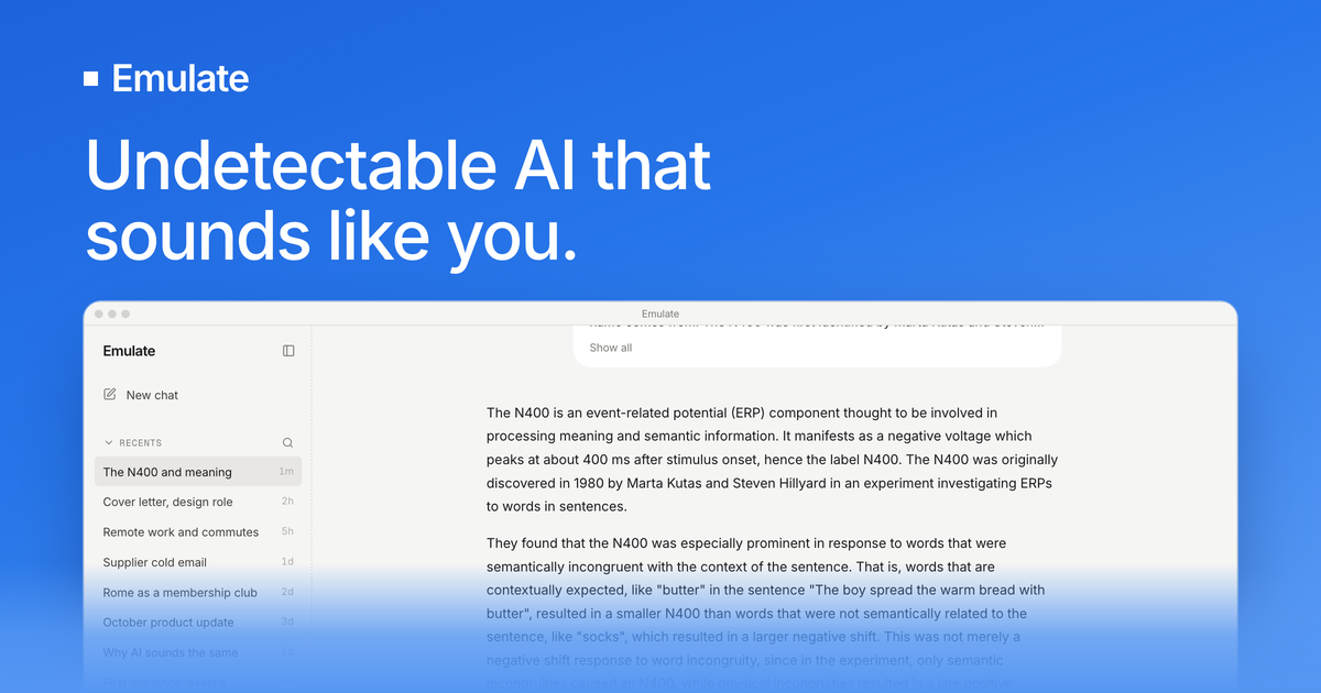 Emulate Rewrites AI Drafts in the User’s Own Voice
