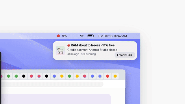 baa Monitors Mac RAM and Cleans Up Forgotten Processes