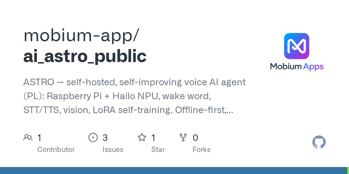 ASTRO is a Self-Hosted, Offline-First Voice AI Agent for Raspberry Pi