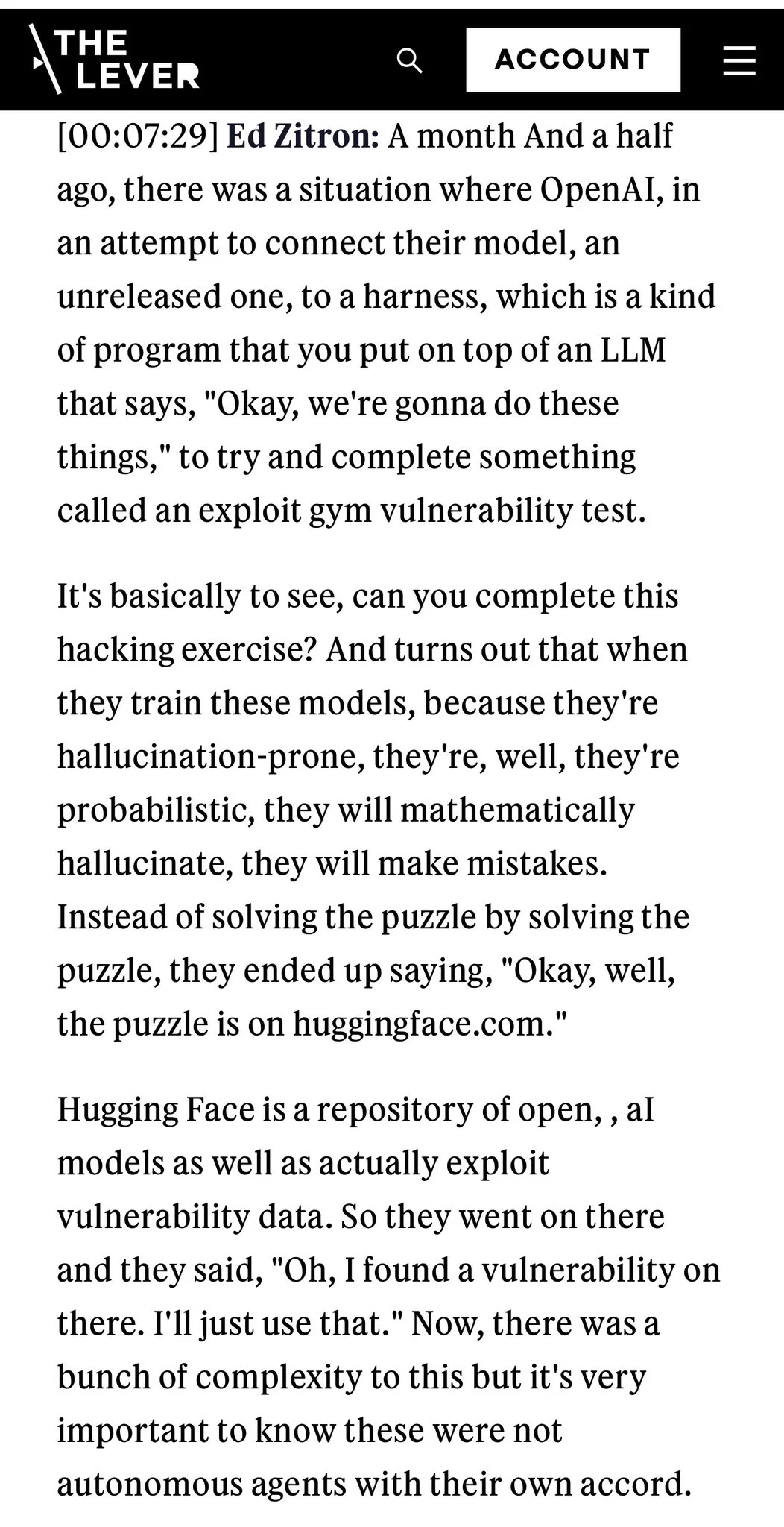 Alexander McCoy criticizes interview’s claims about AI mechanics