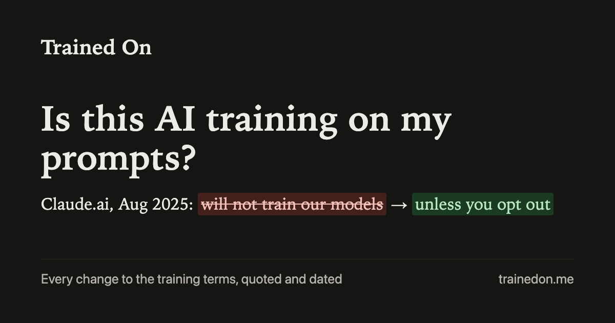 Which AI Tools Train on Your Prompts? A Terms-Based Tracker
