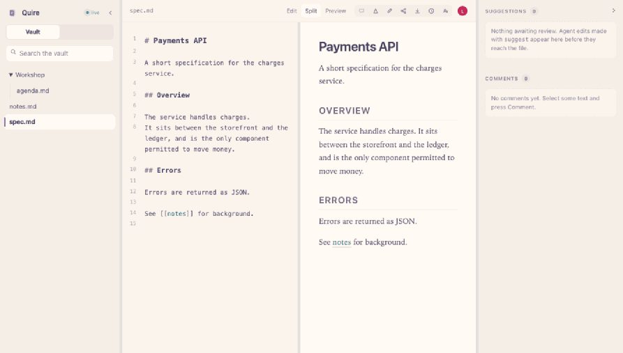 Quire brings AI agents into live, local-first Markdown collaboration
