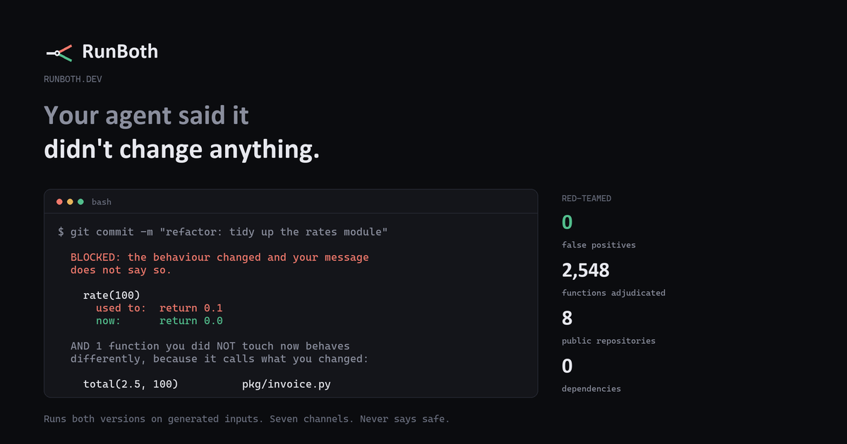 RunBoth Detects Behavioral Differences in AI-Changed Code