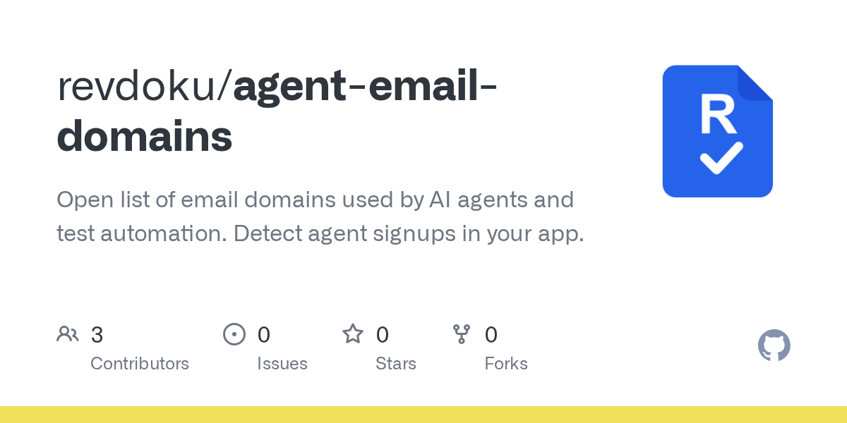 GitHub Repository Lists Email Domains Used by AI Agents and Test Automation